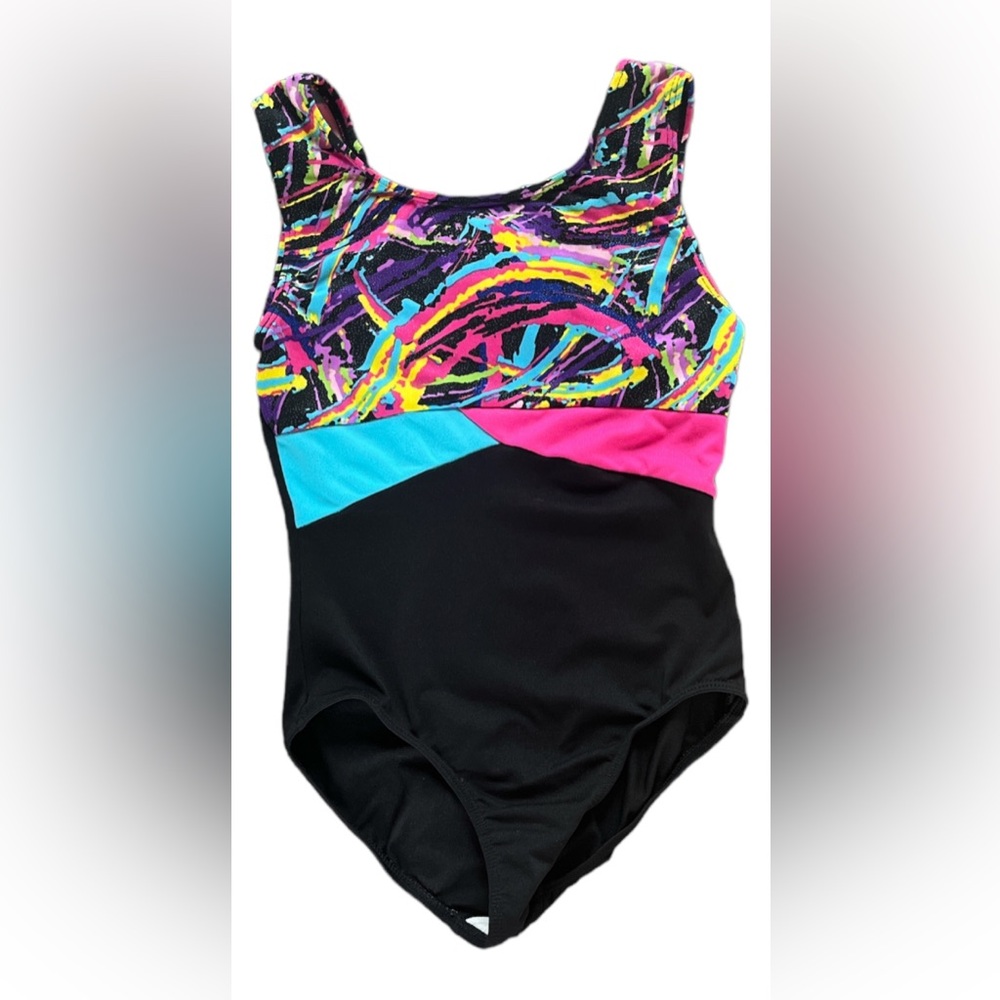 Freestyle Multi Bright Colored Leotard Girls Small 6/6X Black